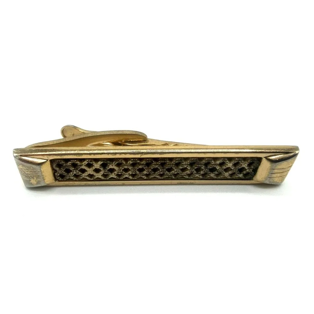 Lot of 4 Vintage Hickok USA Gold Tone Tie Bar Clips Monogram Initials MCM Retro